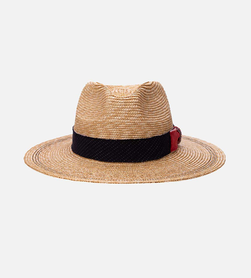 front view of wide brim summer straw hat