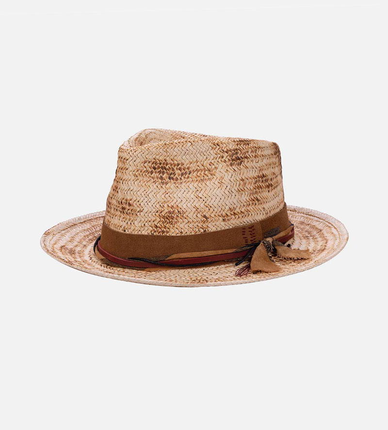 oblique view of woven sun hat