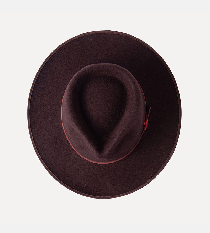 top view of mens flat brim fedora