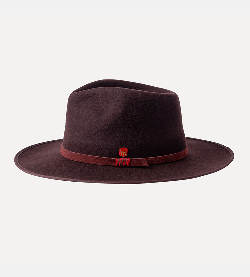 side view of mens flat brim fedora