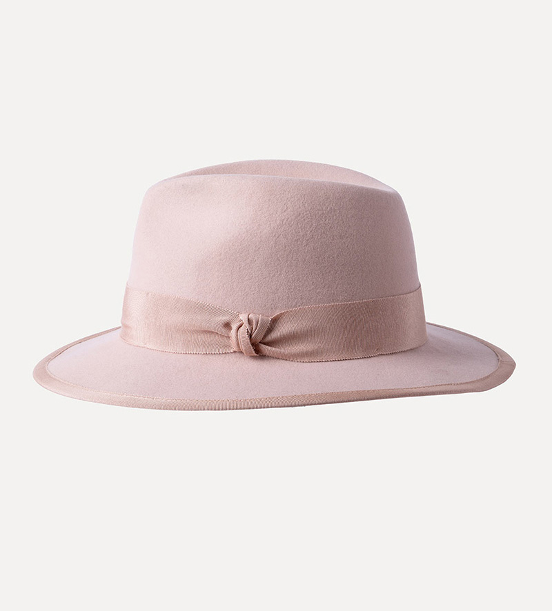 side view of girls fedora fedora hat with bowknot