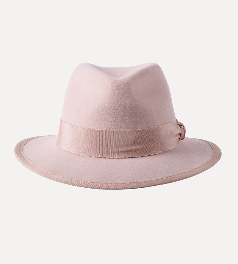 front view of girls fedora fedora hat with bowknot