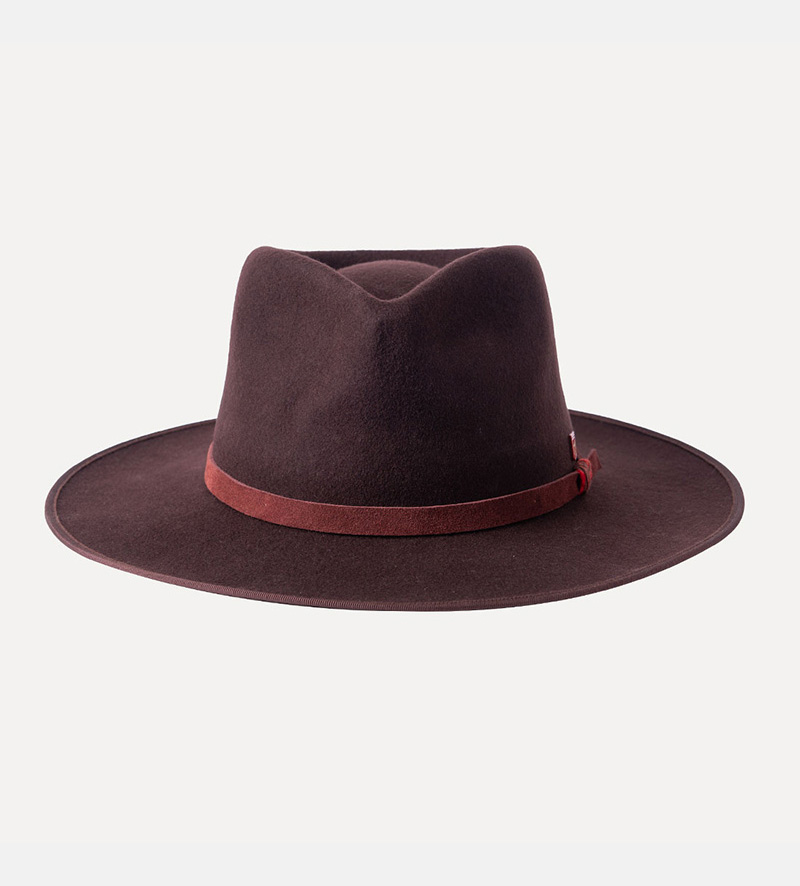 front view of mens flat brim fedora