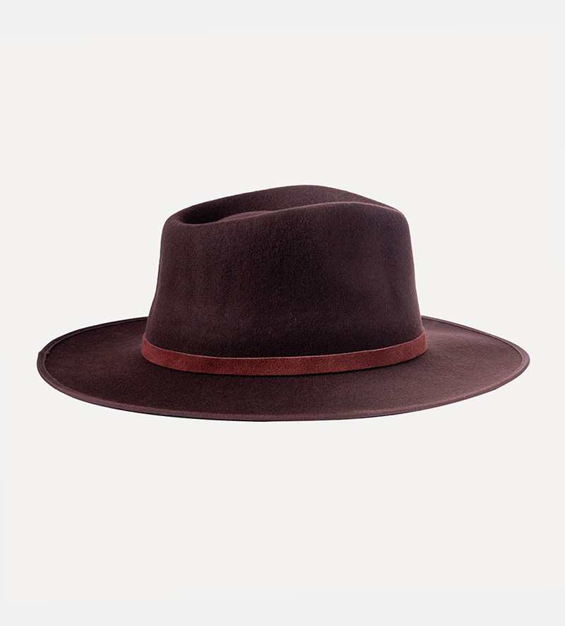 side view of mens flat brim fedora