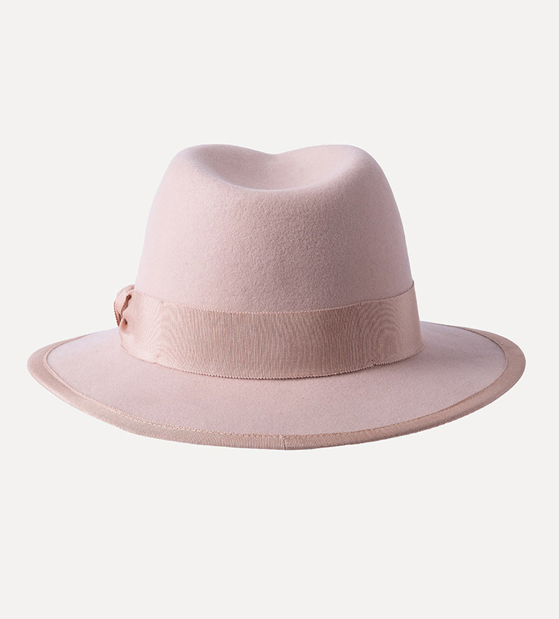 back view of girls fedora fedora hat with bowknot