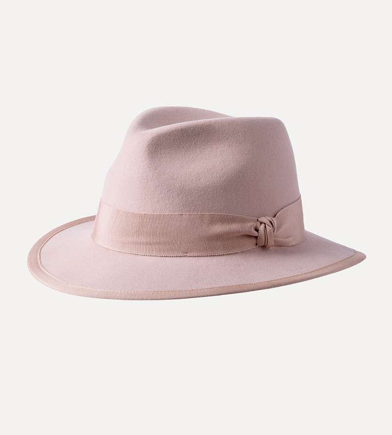 oblique view of girls fedora fedora hat with bowknot