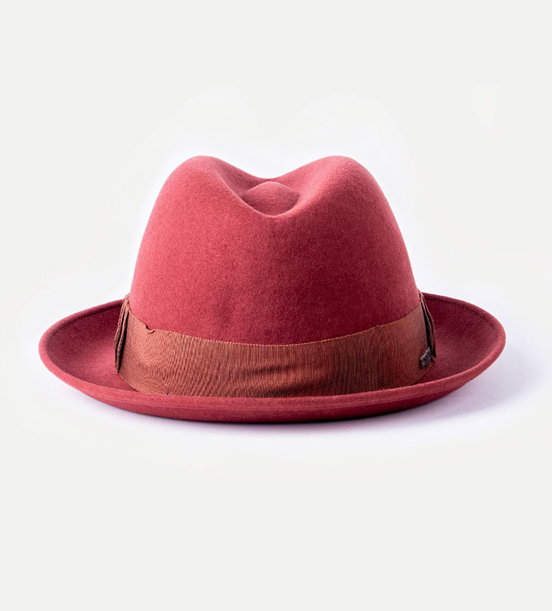 Burgundy Fedora Wool And Cashmere Snap Brim Wide Band Tradional Style