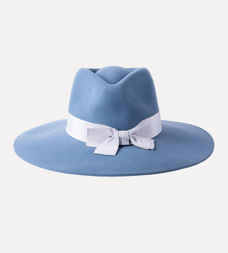 front view of womens wool fedora with bowknot