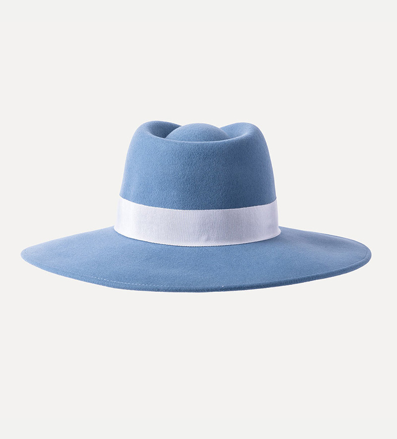 side view of womens wool fedora with bowknot