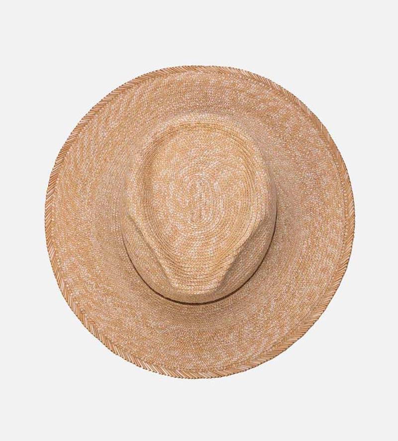 top view of mens straw fedora