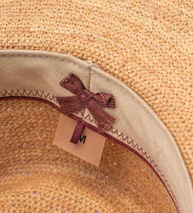 detail of mens straw beach hat