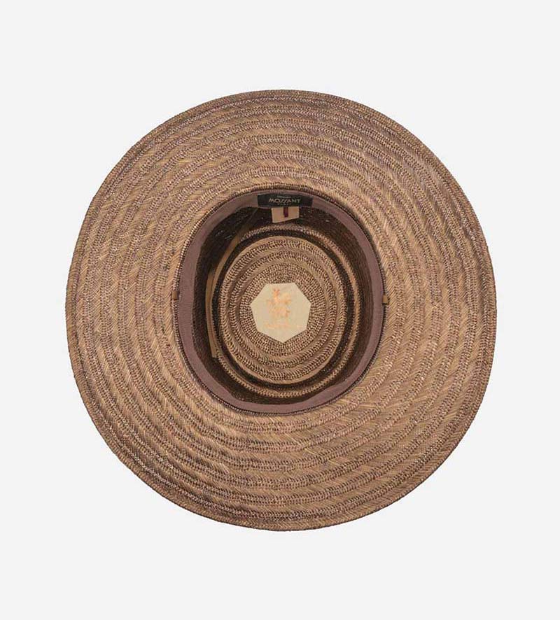 inside view of large brim straw hat