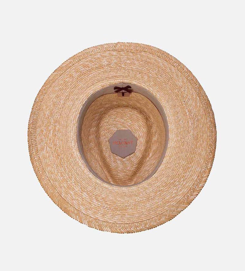 inside view of mens straw fedora