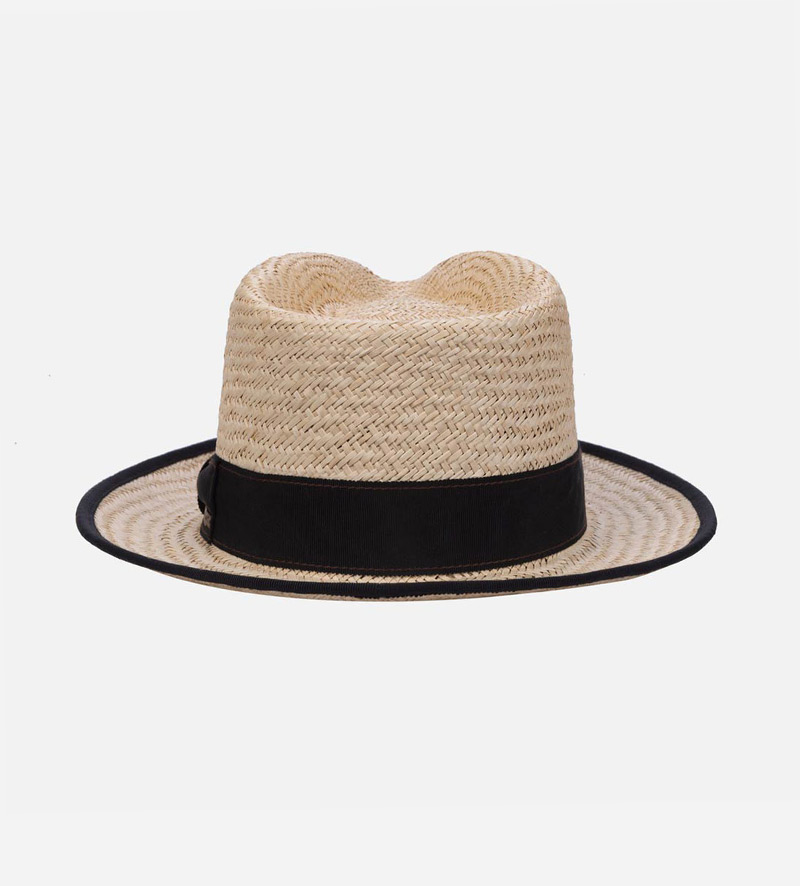 back view of palm straw hat