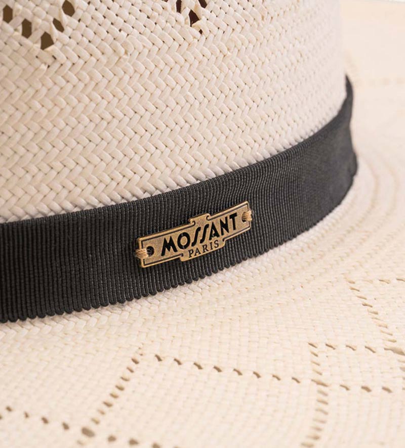 detail of  mens white straw hat