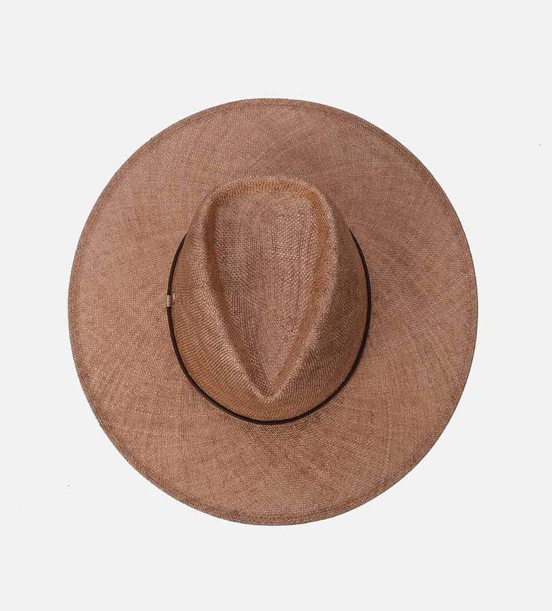 top view of mens wide brimmed straw hat