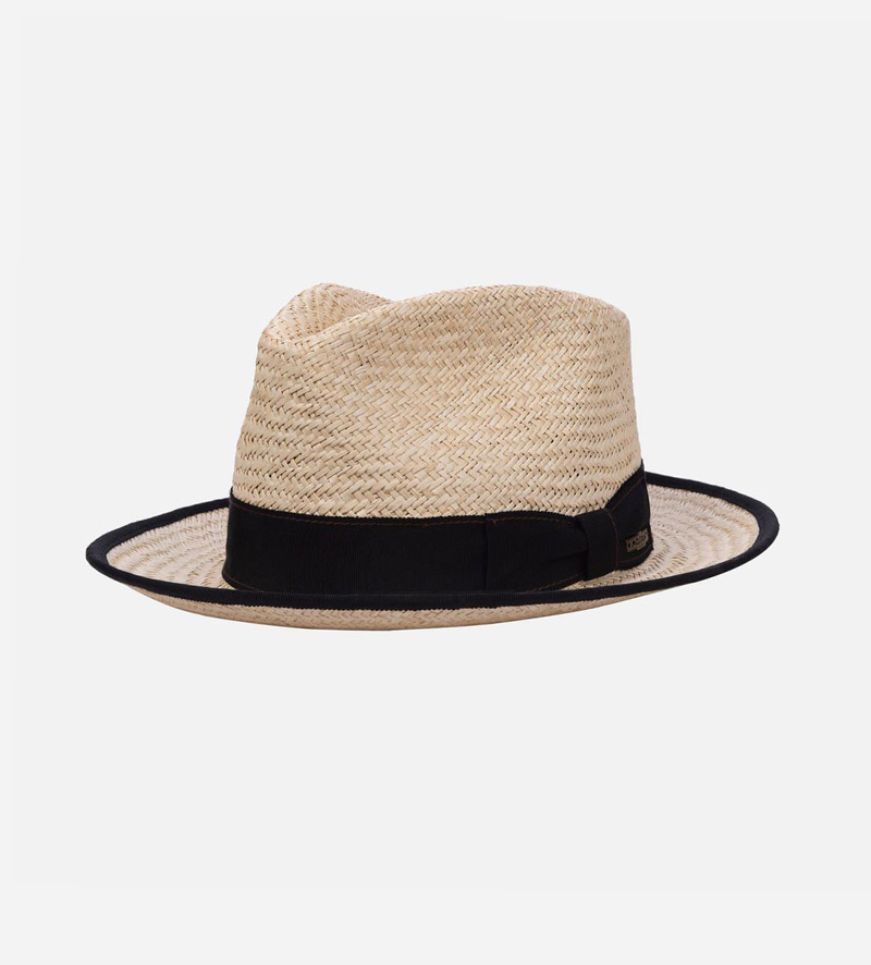 oblique view of palm straw hat