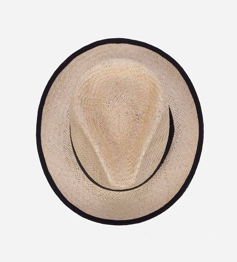 top view of palm straw hat