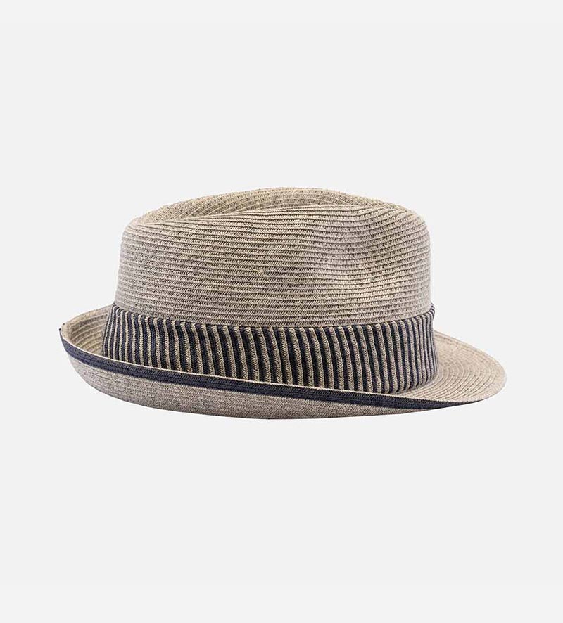 back view of packable straw trilby hat