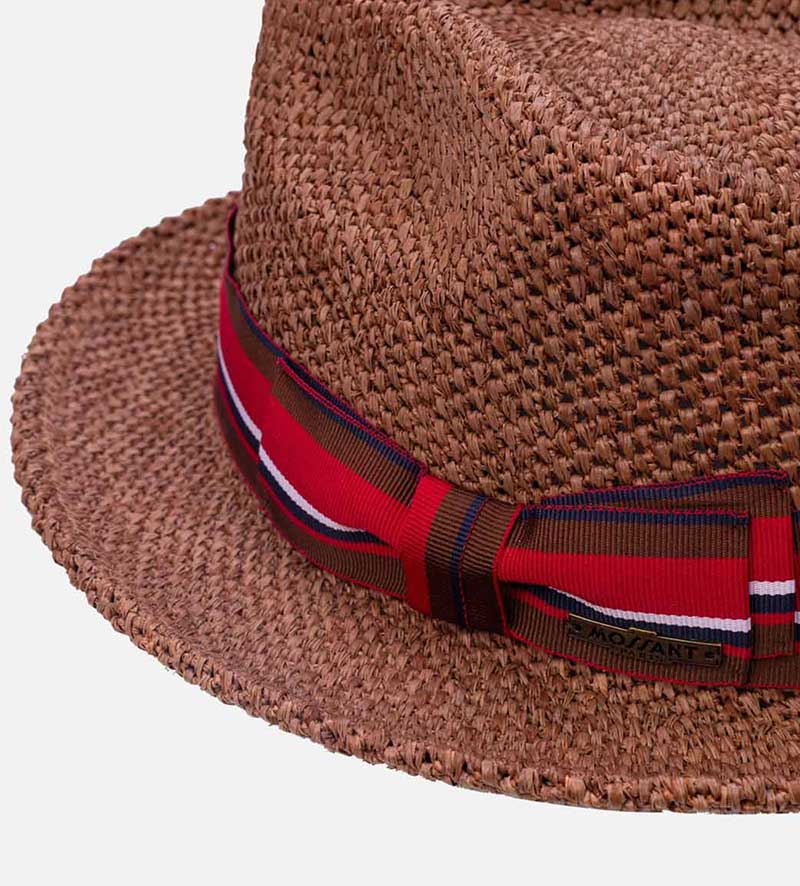 hatband detail of raffia straw hat