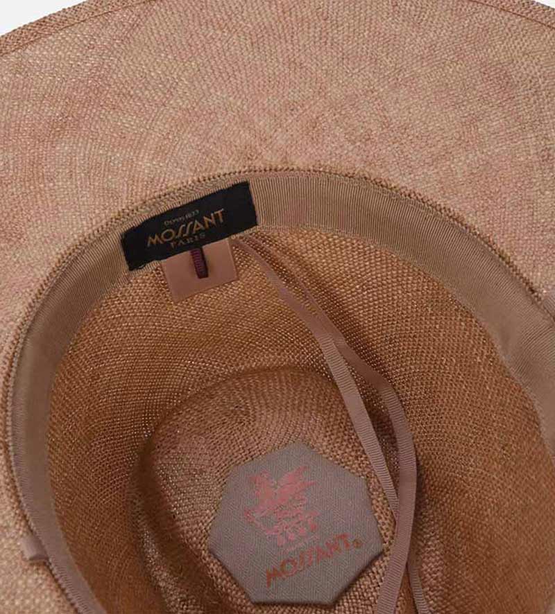 detail of mens wide brimmed straw hat