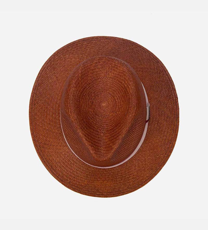 top view of mens straw panama hat