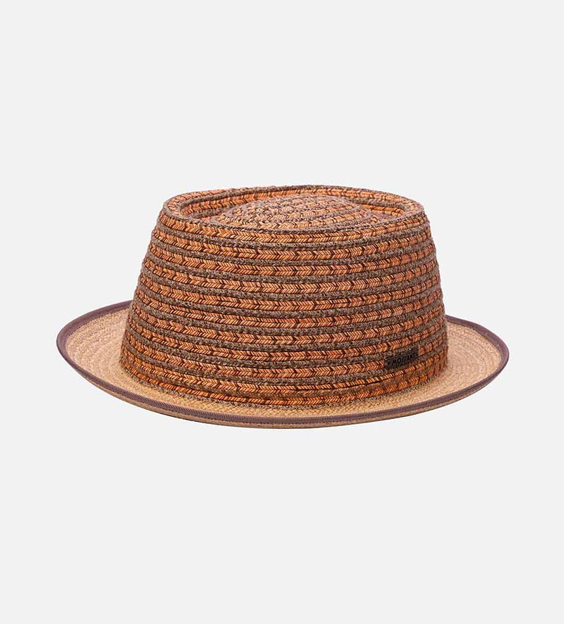 oblique view of orange sun hat