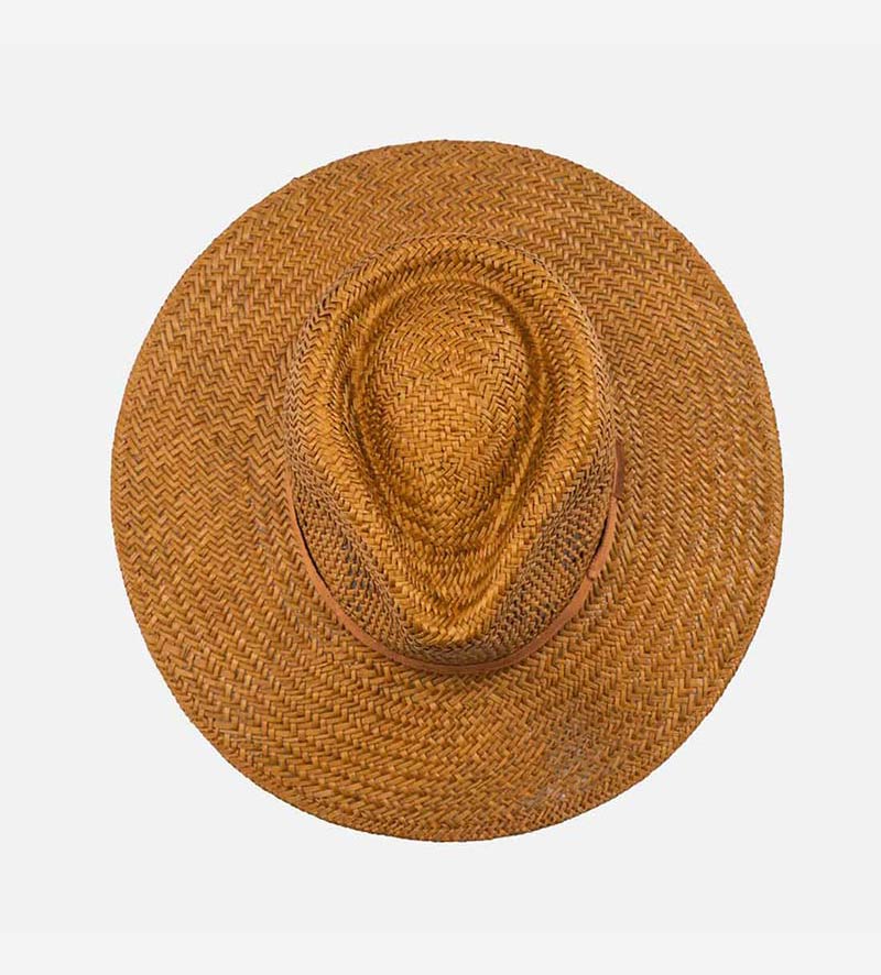 top view of mens straw sun hat