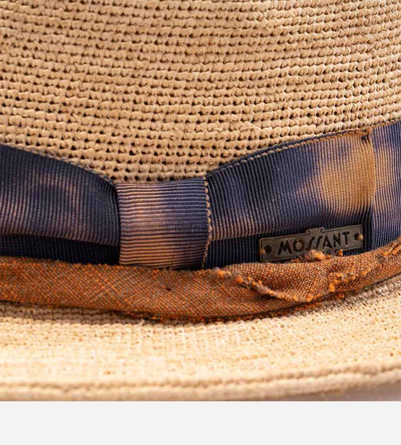 detail of raffia sun hat