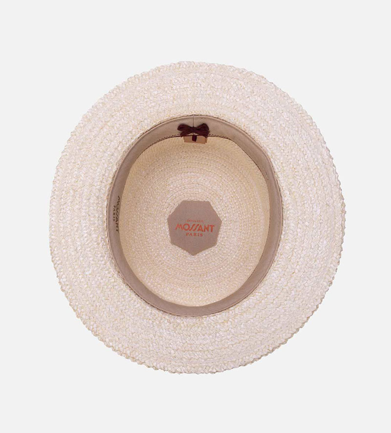 inside view of womens straw boater hat