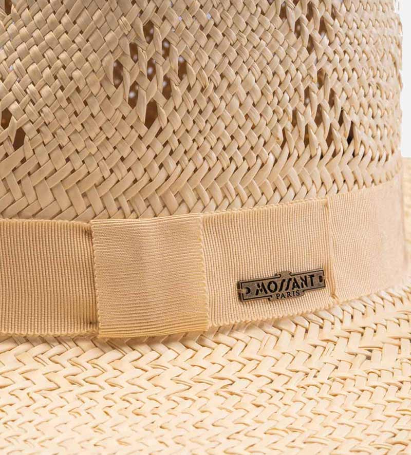 LA ROCHELLE Palm Fiber Fedora Large Brim Straw Garden Hat Cornsilk