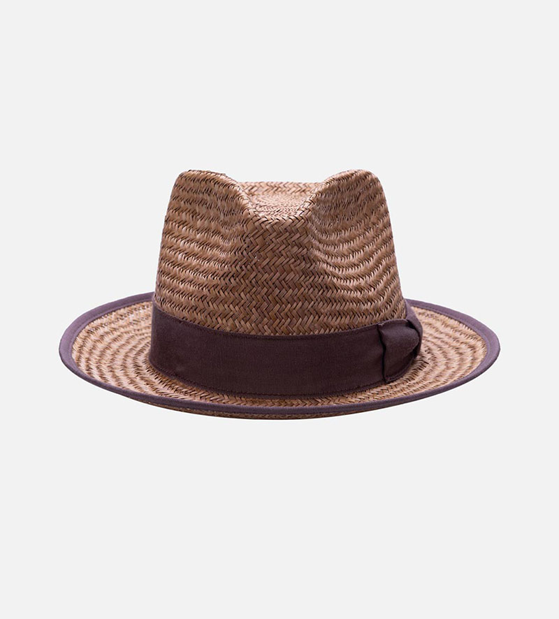 front view of sun hat with bow