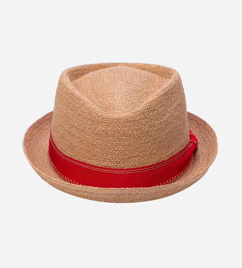 oblique view of small straw hat