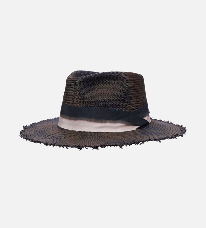 oblique view of mens vintage straw hat