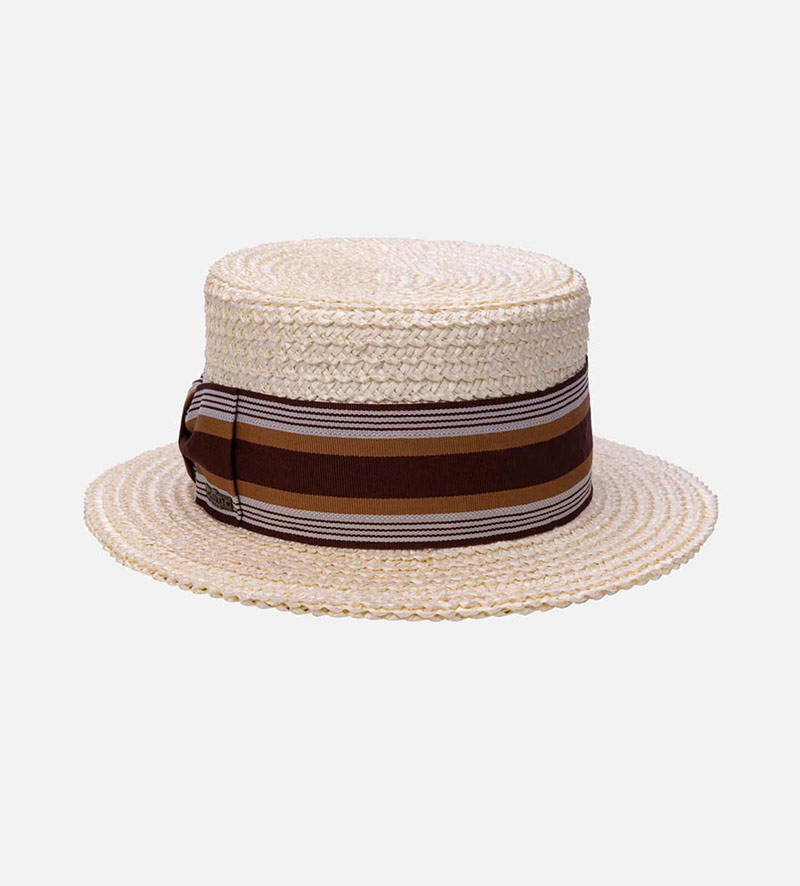 back view of womens straw boater hat