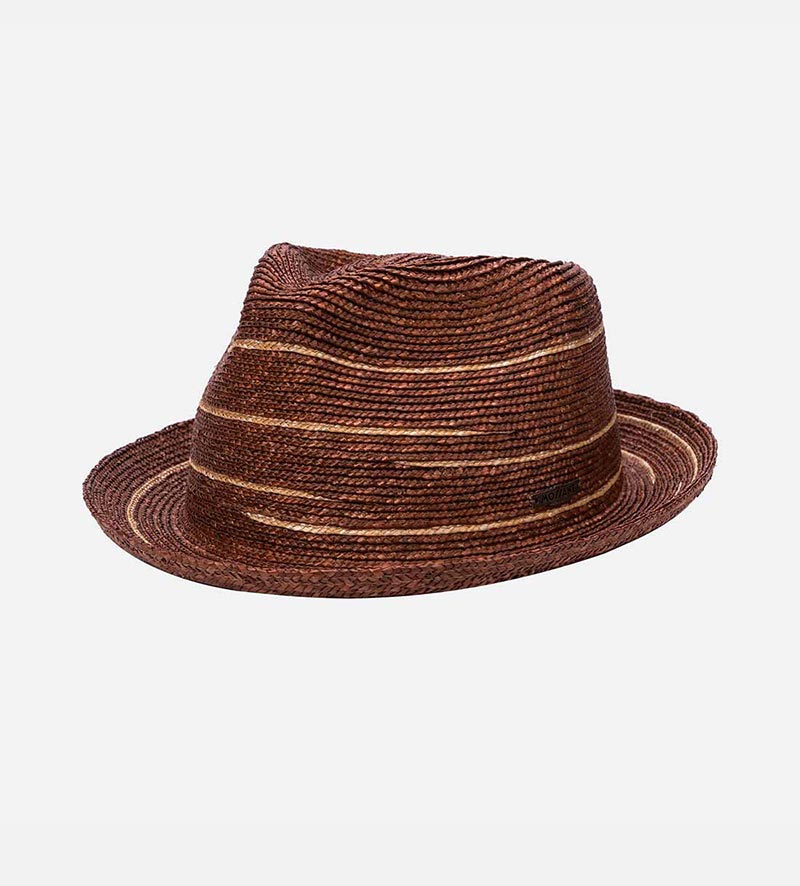 ALLIGATOR Wheat Straw Fedora Short Brim Brown