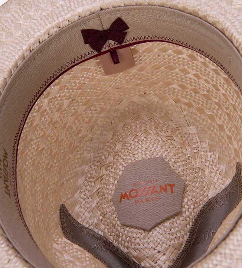 detail of women straw fedora hat