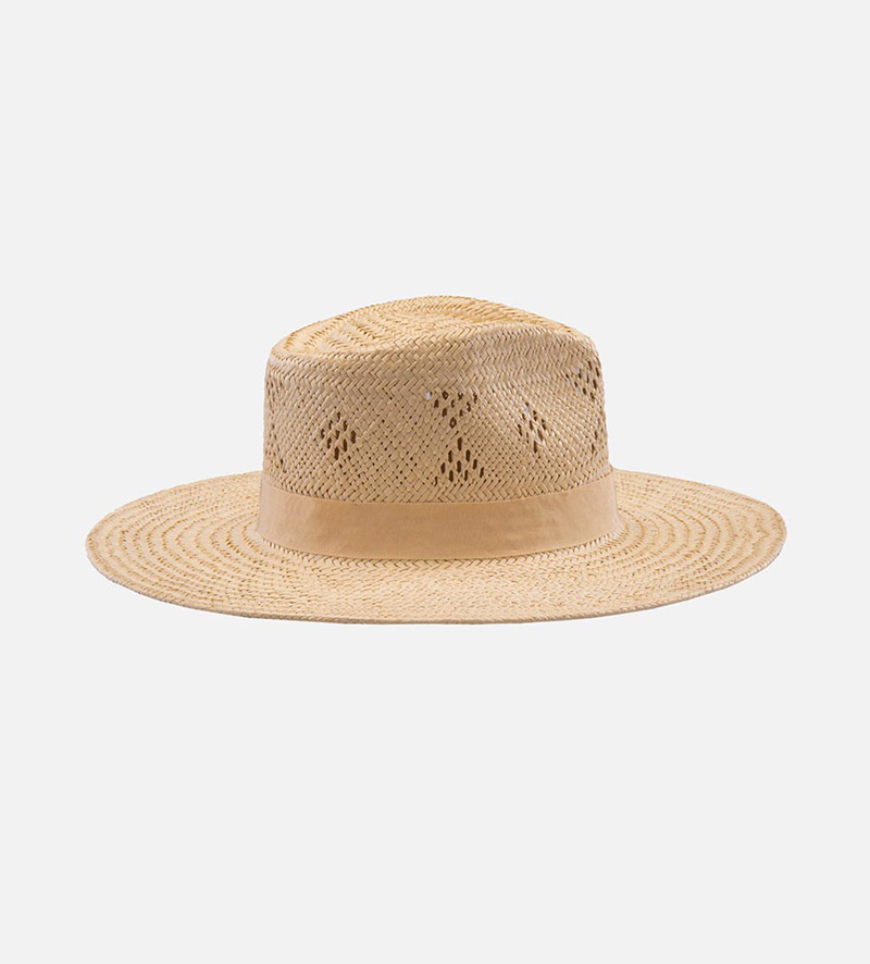 back view of wide brim straw garden hat