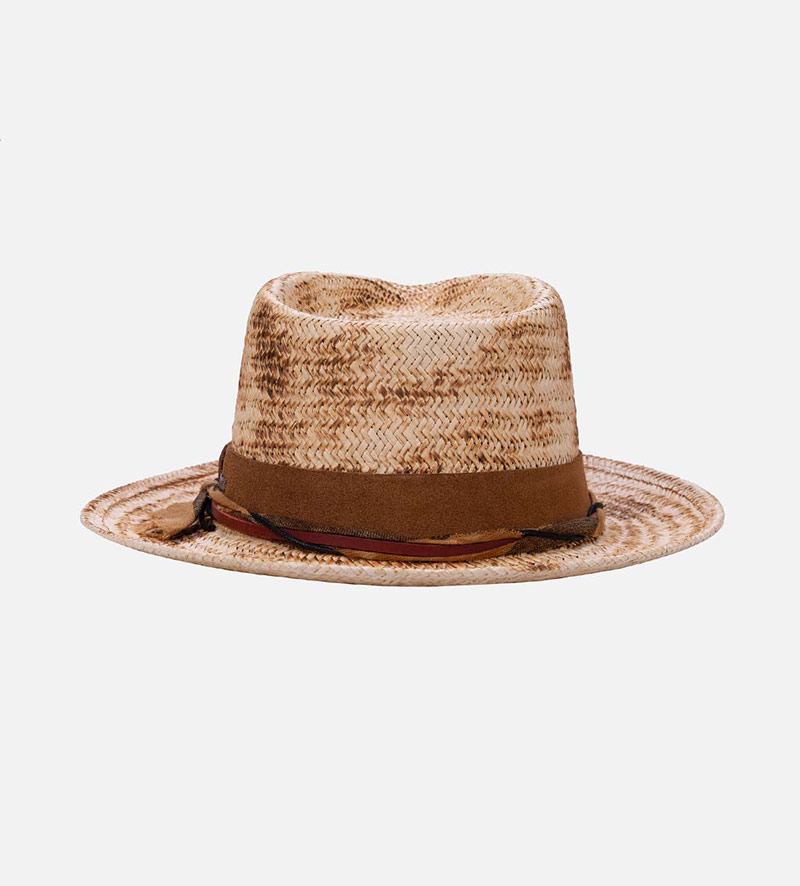 back view of woven sun hat