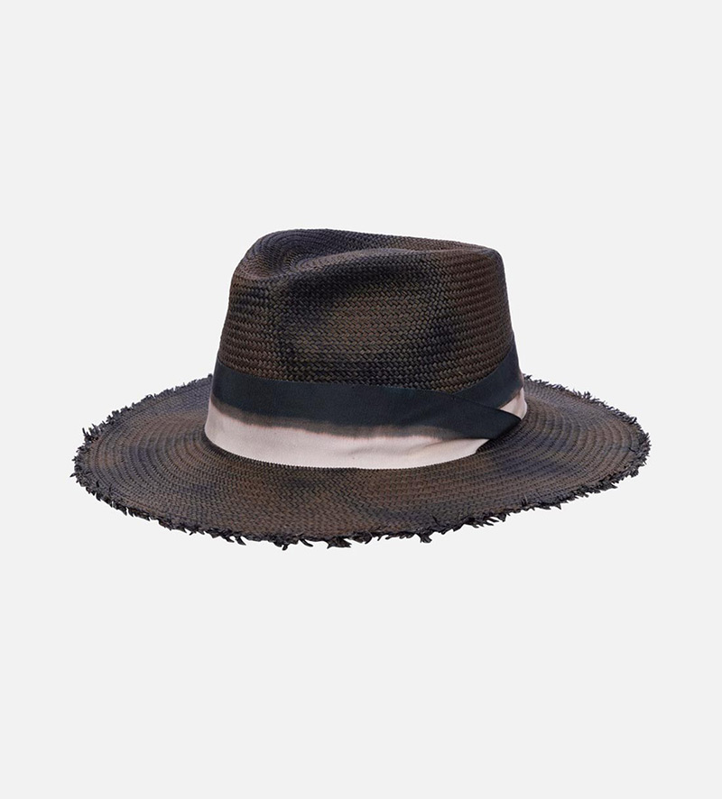 oblique view of mens vintage straw hat