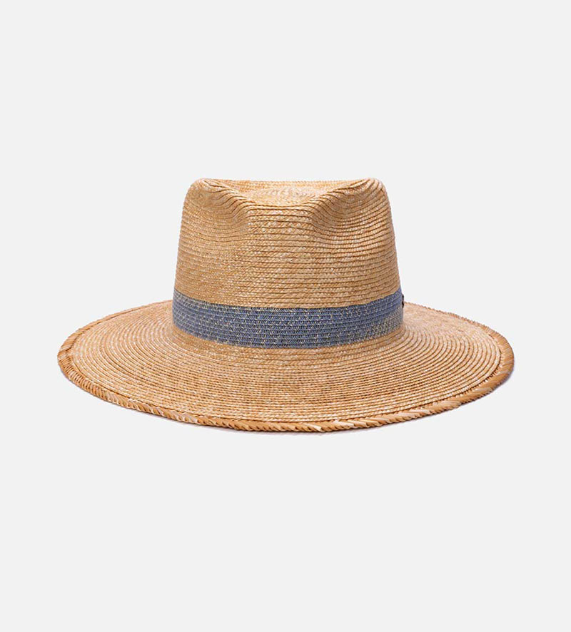 back view of wide brim straw fedora