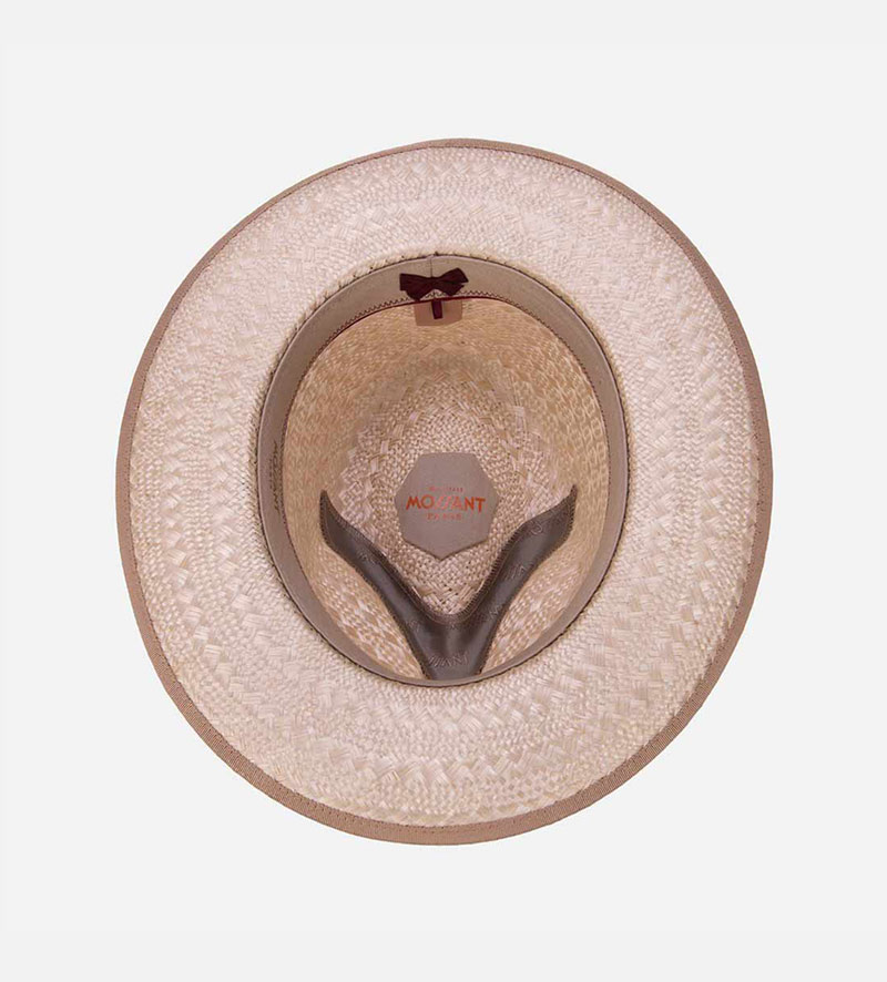 inside view of women straw fedora hat