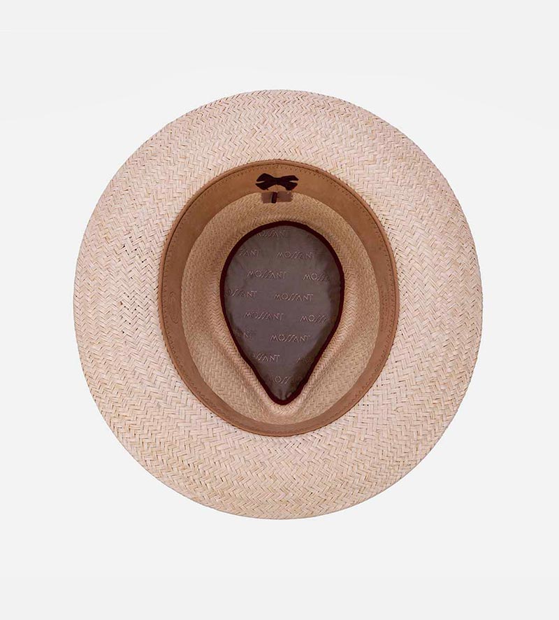 inside view of woven sun hat