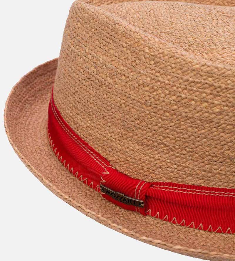 HEMERA Raffia Pork Pie Short Brim Straw Hat Wheat