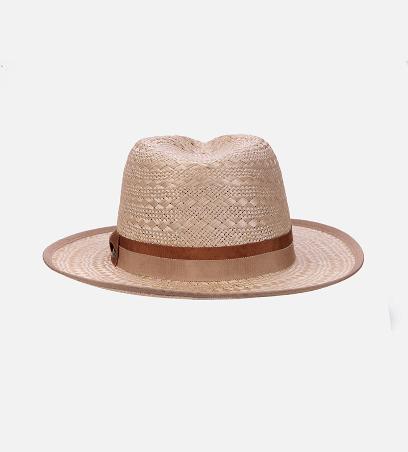 back view of women straw fedora hat