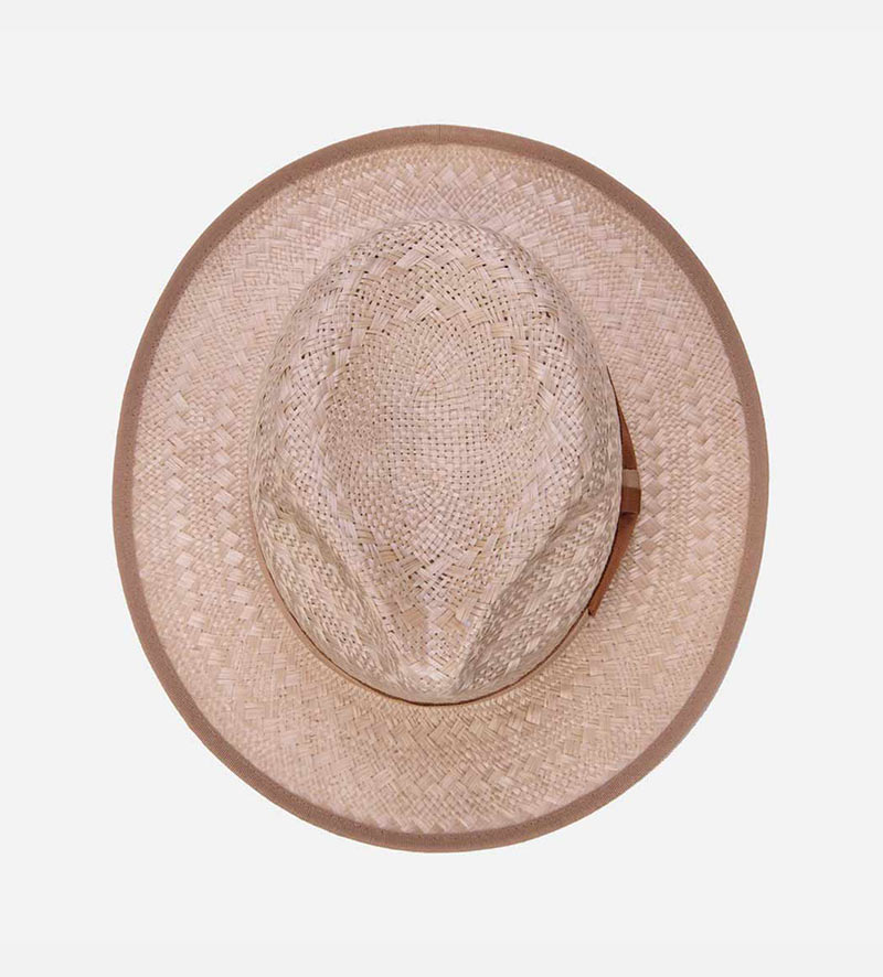 top view of women straw fedora hat