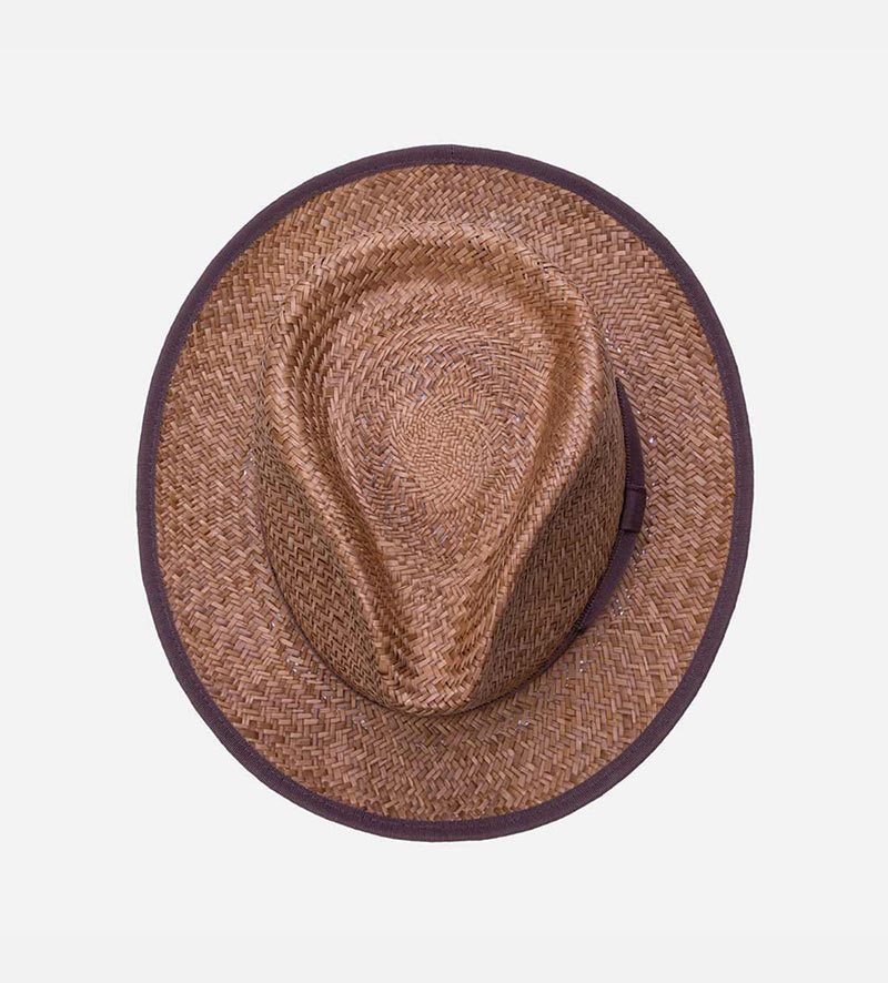 top view of sun hat with bow