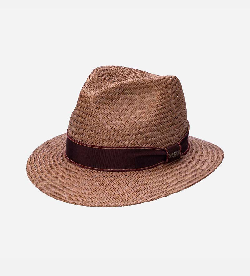oblique view of straw work hat