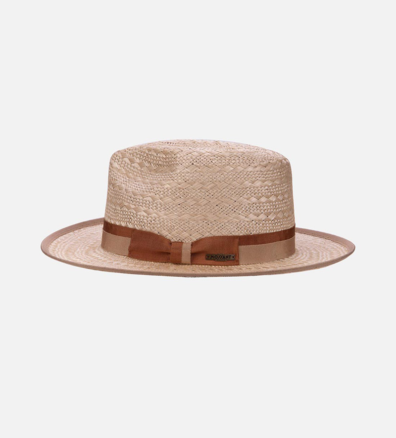 side view of women straw fedora hat