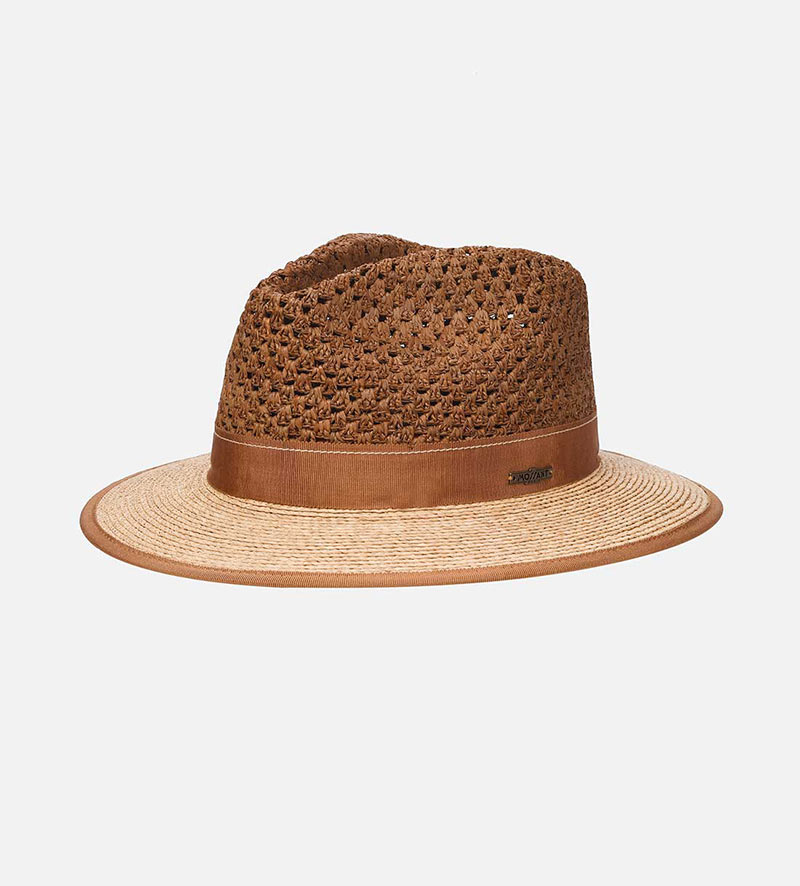 ROUBAIX Raffia Summer Fedora Medium Brim Saddlebrown-Burlywood